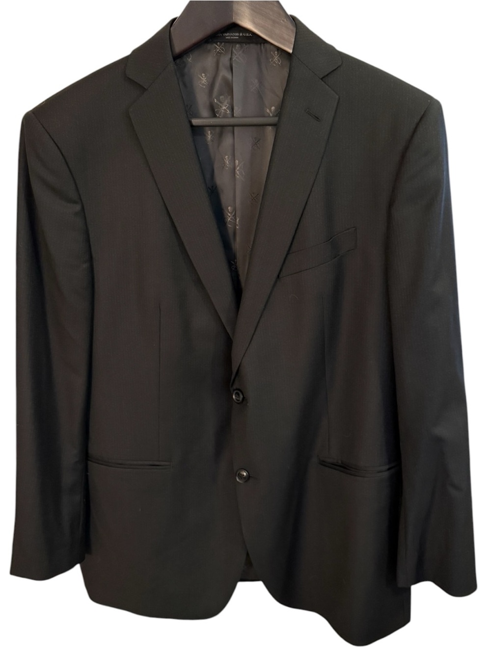 John Varvatos USA Bleecker Guabello Super 130s Wool Sport Coat Blazer 46R Black